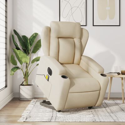 vidaXL Electric Stand up Massage Recliner Chair Cream Fabric