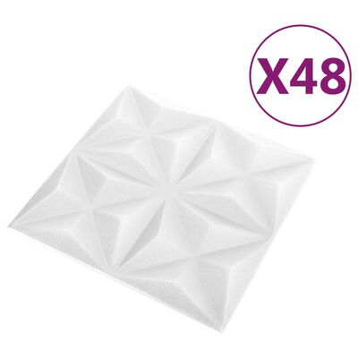 vidaXL 3D Wall Panels 48 pcs 19.7"x19.7" Origami White 129.2 ft²