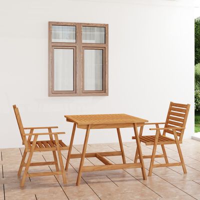 vidaXL 3 Piece Patio Dining Set Solid Acacia Wood