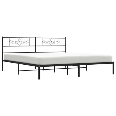 vidaXL Metal Bed Frame with Headboard Black 76"x79.9" King