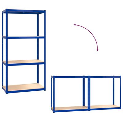 vidaXL 4-Layer Shelves 2 pcs Blue Steel&Engineered Wood