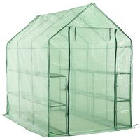 vidaXL Walk-in Greenhouse with 12 Shelves Steel 56.3"x84.5"x77.2"