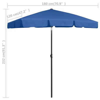 vidaXL Beach Parasol Azure Blue 70.9"x47.2"