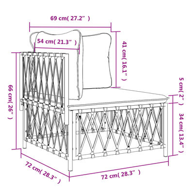 vidaXL Patio Corner Sofa with Cushions White Woven Fabric