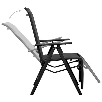 vidaXL Reclining Deck Chair Aluminum and Textilene Black