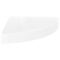 vidaXL Floating Corner Shelf High Gloss White 9.8"x9.8"x1.5" MDF