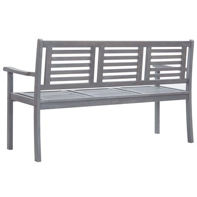 vidaXL 3-Seater Patio Bench with Cushion 59.1" Gray Eucalyptus Wood