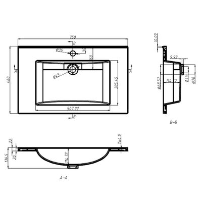 vidaXL Built-in Wash Basin 29.5"x18.1"x5.1" SMC White