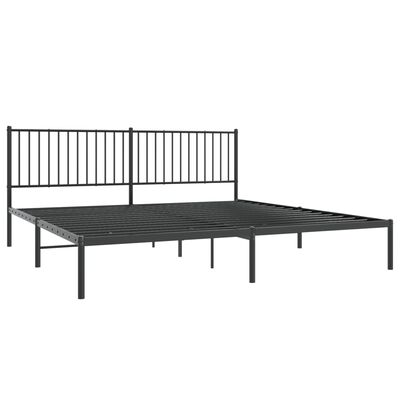 vidaXL Metal Bed Frame without Mattress with Headboard Black 76"x79.9"