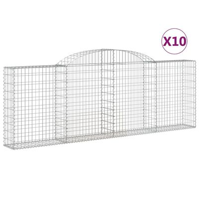 vidaXL Arched Gabion Baskets 10 pcs 118.1"x11.8"x39.4"/47.2" Galvanized Iron