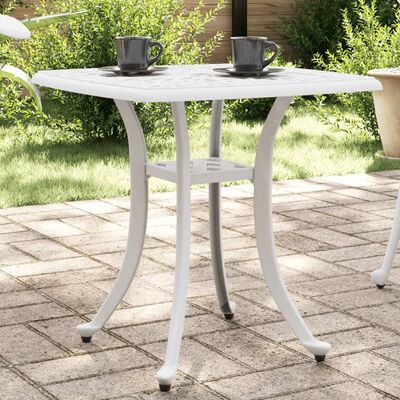 vidaXL Patio Table White 20.9"x20.9"x20.9" Cast Aluminum