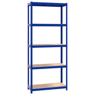 vidaXL 5-Layer Shelves 2 pcs Blue Steel&Engineered Wood