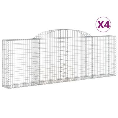 vidaXL Arched Gabion Baskets 4 pcs 118.1"x11.8"x39.4"/47.2" Galvanized Iron