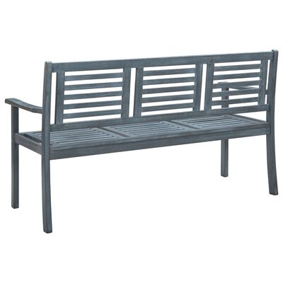 vidaXL 3-Seater Patio Bench 59.1" Gray Solid Eucalyptus Wood