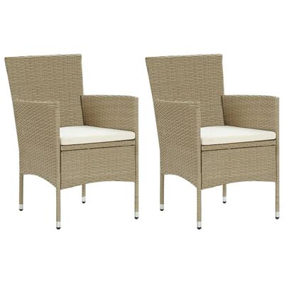 vidaXL 3 Piece Patio Dining Set with Cushions Poly Rattan Beige