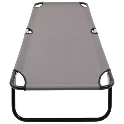 vidaXL Folding Sun Lounger Gray Steel