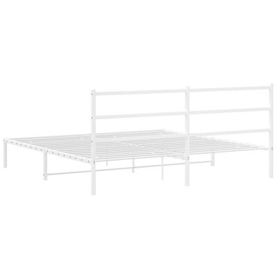 vidaXL Metal Bed Frame without Mattress with Headboard White 76"x79.9"