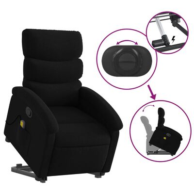 vidaXL Stand up Massage Recliner Chair Black Fabric