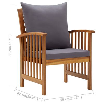 vidaXL 4 Piece Patio Lounge Set with Cushions Solid Acacia Wood