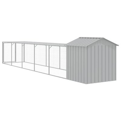 vidaXL Chicken Cage with Run Light Gray 46.1"x239.8"x48.4" Galvanized Steel