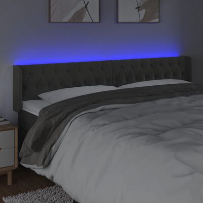 vidaXL LED Headboard Dark Gray 72"x6.3"x30.7"/34.6" Velvet