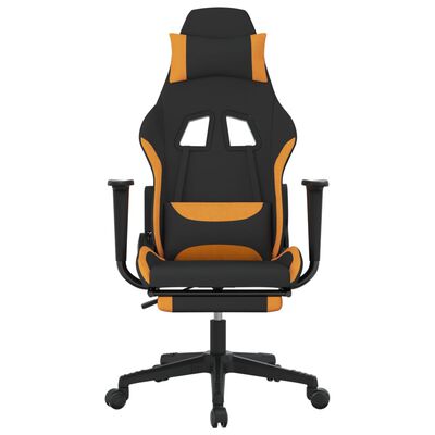 vidaXL Massage Gaming Chair with Footrest Black and Orange Fabric