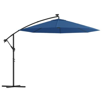 vidaXL Cantilever Garden Parasol with LED Lights and Steel Pole 118.1" Azure