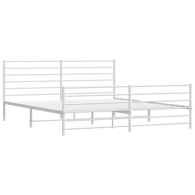 vidaXL Metal Bed Frame without Mattress with Footboard White 72"x83.9"