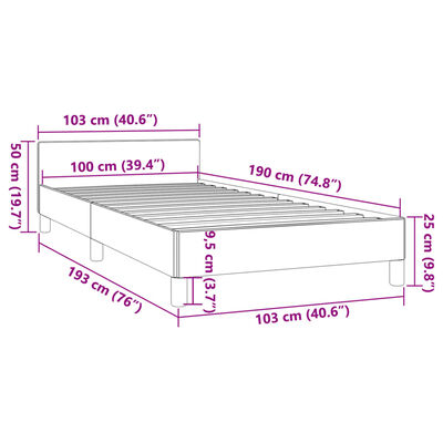 vidaXL Bed Frame without Mattress Light Gray Twin XL Fabric