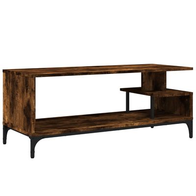 vidaXL TV Stand Smoked Oak 40.2"x15.7"x16.1" Engineered Wood and Powder-coated Steel