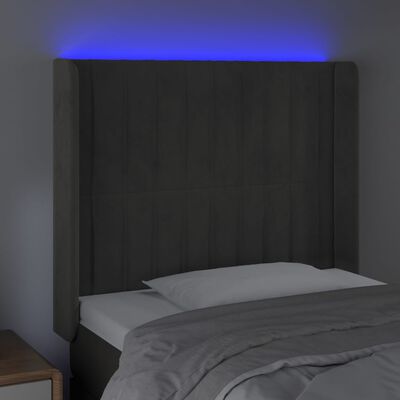 vidaXL LED Headboard Dark Gray 40.6"x6.3"x46.5"/50.4" Velvet