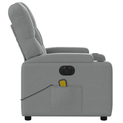 vidaXL Electric Massage Recliner Chair Light Gray Fabric