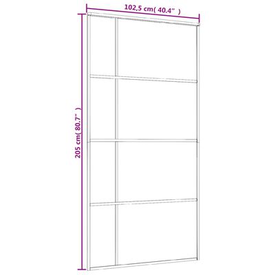 vidaXL Sliding Door ESG Glass and Aluminum 40.4"x80.7" Black