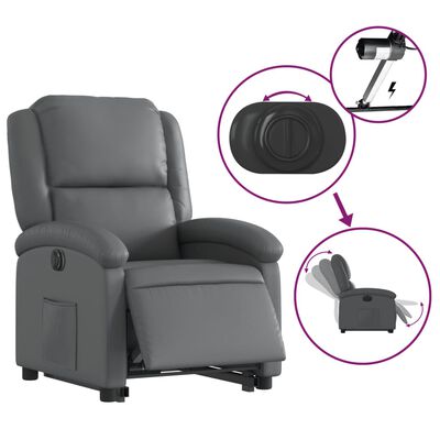 vidaXL Electric Stand up Recliner Chair Gray Faux Leather