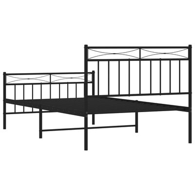 vidaXL Metal Bed Frame without Mattress with Footboard Black 39.4"x78.7"