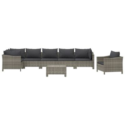 vidaXL 8 Piece Patio Lounge Set with Cushions Gray Poly Rattan