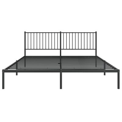 vidaXL Metal Bed Frame without Mattress with Headboard Black 72"x83.9"