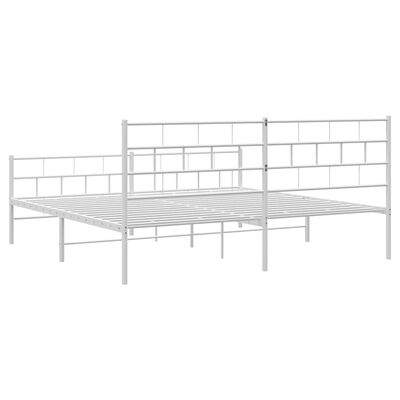 vidaXL Metal Bed Frame without Mattress with Footboard White 76"x79.9"