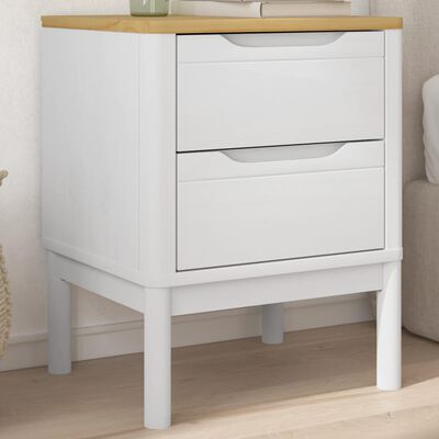 vidaXL Bedside Cabinet FLORO White 17.7"x15.4"x22.4" Solid Wood Pine