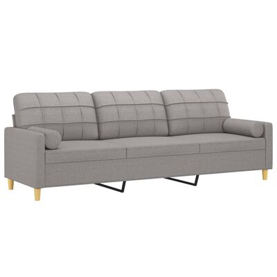 vidaXL 3-Seater Sofa with Pillows&Cushions Light Gray 82.7" Fabric