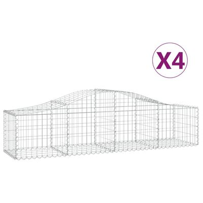 vidaXL Arched Gabion Baskets 4 pcs 78.7"x19.7"x15.7"/23.6" Galvanized Iron