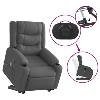 vidaXL Stand up Massage Recliner Chair Dark Gray Fabric