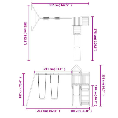 vidaXL Outdoor Playset Solid Wood Pine