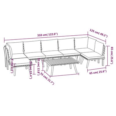 vidaXL 8 Piece Patio Lounge Set with Cushions Solid Acacia Wood