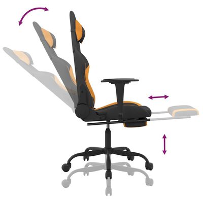 vidaXL Gaming Chair with Footrest Black and Orange Fabric