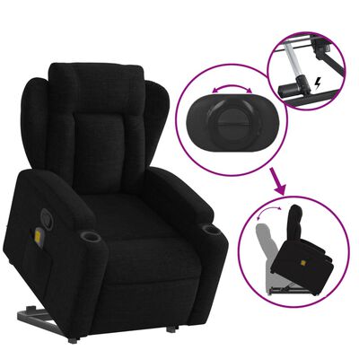 vidaXL Stand up Massage Recliner Chair Black Fabric