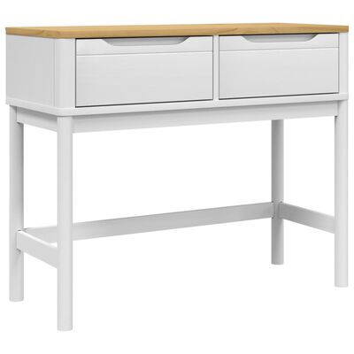 vidaXL Console Table FLORO White 35.2"x14.4"x28.7" Solid Wood Pine