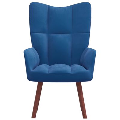 vidaXL Relaxing Chair Blue Velvet