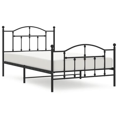 vidaXL Metal Bed Frame without Mattress with Footboard Black 39.4"x78.7"