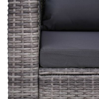 vidaXL 9 Piece Patio Lounge Set with Cushions Poly Rattan Gray